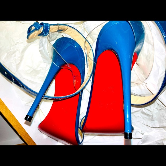 Amazing blue patent Jonathan 100 mm sandals - Picture 8 of 13